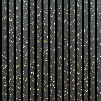 Wooden Slat Acoustic Panel Black Gold Dot 2400mm x 600mm