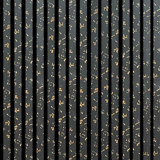 Wooden Slat Acoustic Panel Black Gold Dot 2400mm x 600mm