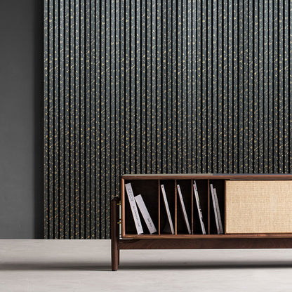 Wooden Slat Acoustic Panel Black Gold Dot 2400mm x 600mm