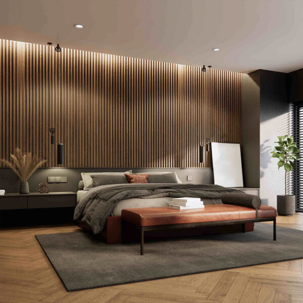 Wooden Slat Acoustic Panel Choco Brown 2400mm x 600mm